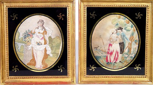 Silkwork English Silkwork Pictures, Circa 1790., Circa 1790 SOLD •