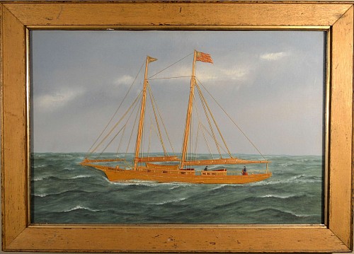 Thomas Willis Picture of the Two masted Schooner Sarah E. Walters., Built in 1877 SOLD •