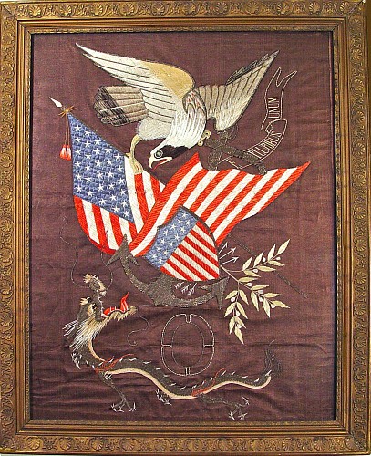 Inventory: A Japanese Silkwork with American Eagle made for the American Market, Circa 1890-1900 SOLD &bull;
