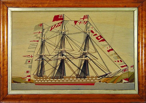 Sailor's Woolwork British Sailor's Woolwork or  Woolie of a Fully-dessed Ship., Circa 1870 SOLD •