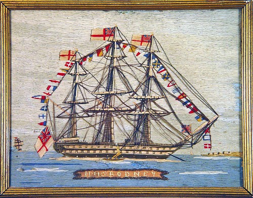 Sailor's Woolwork British Sailor's Woolie of H.M.S. Rodney,, Circa 1860-70 SOLD •