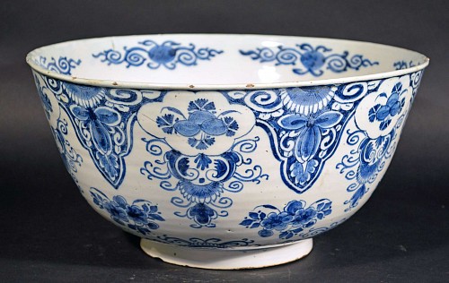 English Delftware Punch Bowl, London or Bristol, Circa 1740-50. SOLD •