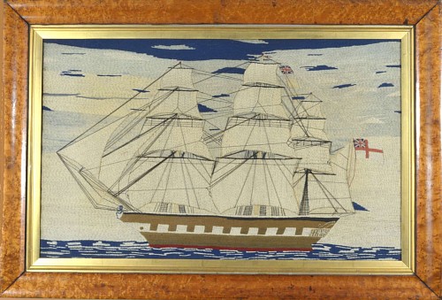 Sailor's Woolwork (woolie) of a Royal Navy Ship, Circa 1870. SOLD •
