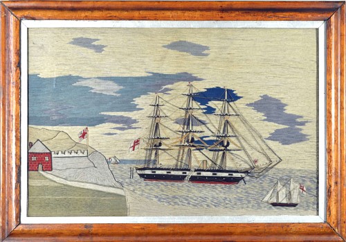 Sailor's Woolwork (woolie) of a Royal Navy Ship, Circa 1865. SOLD •