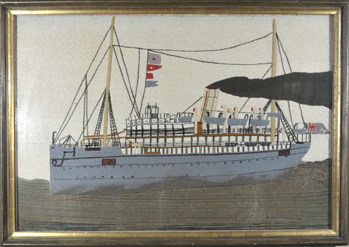 Sailor's Woolwork (woolie) of The Hospital Ship, HMHS Plassy, Circa 1915. SOLD •