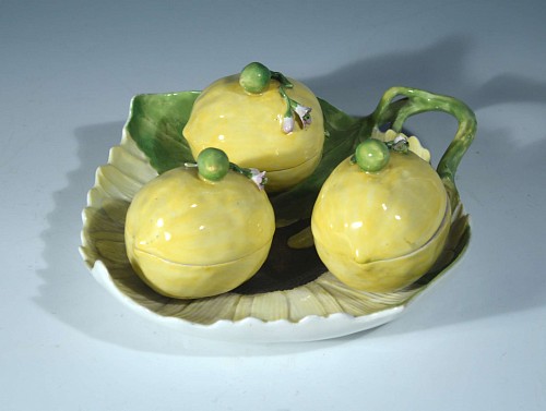 Meissen Meissen Porcelain Sunflower Dish with Three Attached Trompe L'oeil    Lemon Boxes and Covers,, Circa 1760. SOLD •