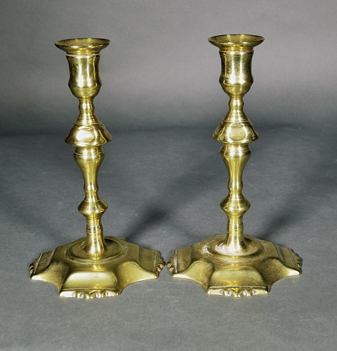 English Brass Candlesticks- Pair, 1780