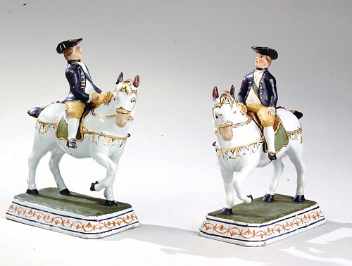 Inventory: Dutch Delft Dutch Delft Models of Riders on Horseback depicting William III, Circa 1760 SOLD &bull;
