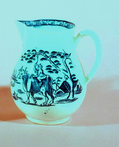 Derby Factory Derby Porcelain Blue & White Jug With the Oxen Pattern, 1765 SOLD •