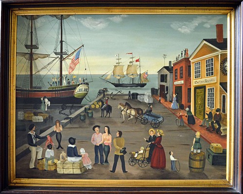 Farewell at the Dock, Martha Farham Cahoon Painting Late 1960's-early 1970's SOLD •
