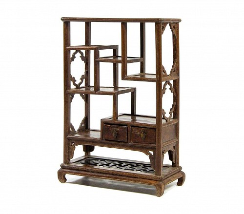 China Trade Chinese Jichimu Wood Openwork Display Cabinet,  Duobaoge, Late Qing Dynasty $1,800