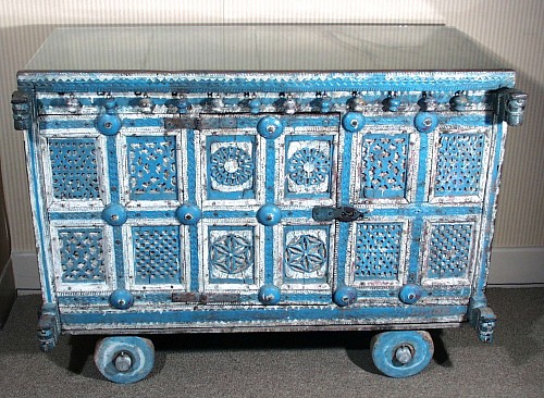 Inventory: Indian Teakwood Cabinet on Wheels, Gujarat Region, North West India, 1840-60 $2,500
