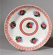 Inventory: Antique Large Stick Spatter Pearlware Dish,, Circa 1835 $450
