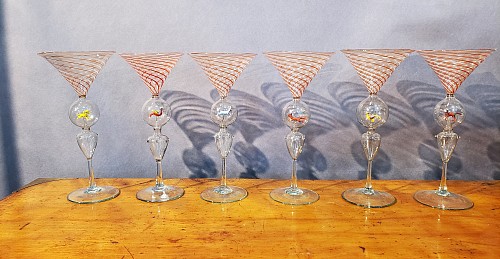 Inventory: Bimini Glass Bimini Animal Martini Cocktail Glasses- Set of Six, 1925 $2,000