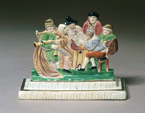 Inventory: British Pottery Flatback Pottery Group of Muscians, Circa 1800 SOLD •