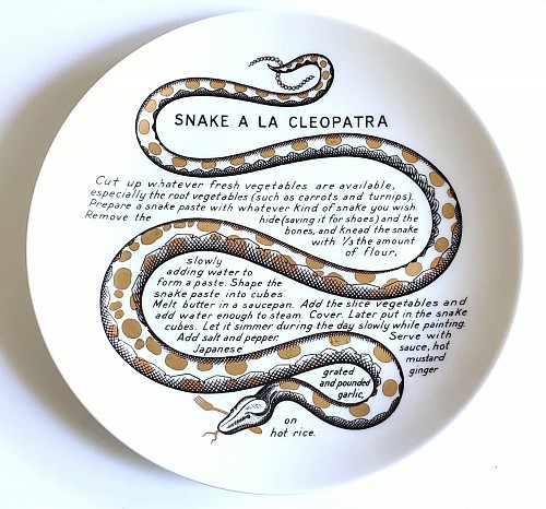 Inventory: Piero Fornasetti Piero Fornasetti Fleming Joffe Recipe Cook Plate- Snake a la Cleopatra, 1960s-1974 $795