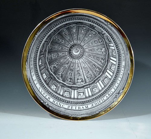 Inventory: Piero Fornasetti Vintage Piero Fornasetti Large Dish of St Peter's Dome,
Designed and executed for building contractor Andrea Brenta, Milan, Cupole d'Italia, Circa 1965. SOLD •