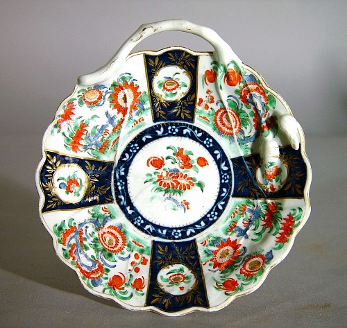 Inventory: First Period Worcester Porcelain Antique English First Period Worcester Porcelain Rich Queen's Pattern Blind Earl Sweetmeat Dish, Circa 1770 $1,900
