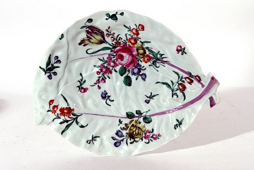 Inventory: First Period Worcester Porcelain First Period Worcester Porcelain Botanical Leaf Dish, 1775 $1,250