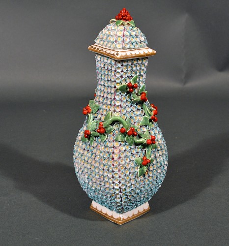 Derby Factory Derby Porcelain Shaped Vase and Cover with May Blosson Decoration, 1770-75 $2,500