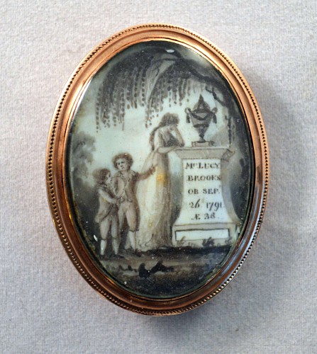 Inventory: Portrait Miniature American Mourning Miniature Brooch in Memory of Luck Brookswith Portrait Miniature of Lucy on the Reverse., Dated 1791 $2,500