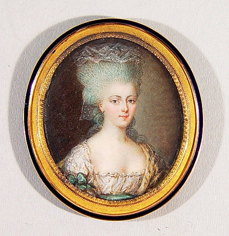 Portrait Miniature French Portrait Miniature of a Lady, Signed  Le Sage & Dated 1775., Dated 1775 SOLD •