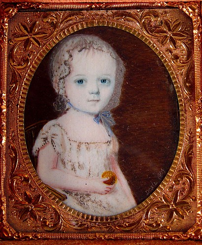 An American Portait Miniature of Lucy Fillis from life by William M.S. Doyle dated 1804 SOLD •