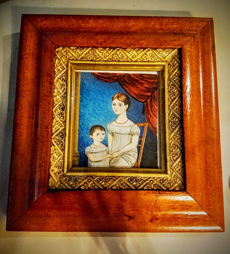 Inventory: Folk Art Miniature Portrait of Two Sisters, Circa 1820 SOLD &bull;