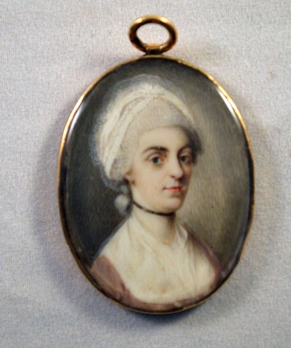 Inventory: Portrait Miniature American Portrait Miniature of a Lady of Lydia Rawlinson, Charles Wilson Peale, Circa 1775-80. SOLD &bull;