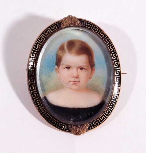 Portrait Miniature British Portrait Miniature of a Young Girl, Circa 1850 $750