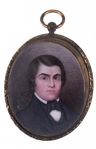 Portrait Miniature American Portrait Miniature of Young Man