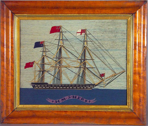 Sailor's Woolwork Wool and Silk Sailor's Woolie of the HMS Hero, 1870 SOLD •