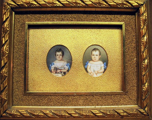 Portrait Miniature Double Portrait Miniatures of Children-A Brother & Sister., Circa 1840 $3,500