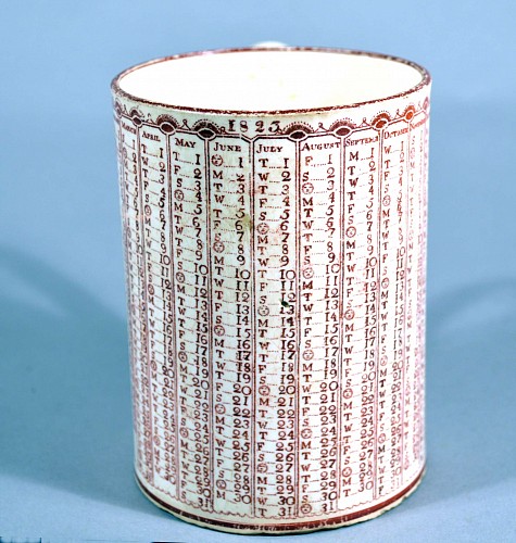 Creamware Pottery Swansea Creamware Rare Calendar Mug for the Year 1823. SOLD •