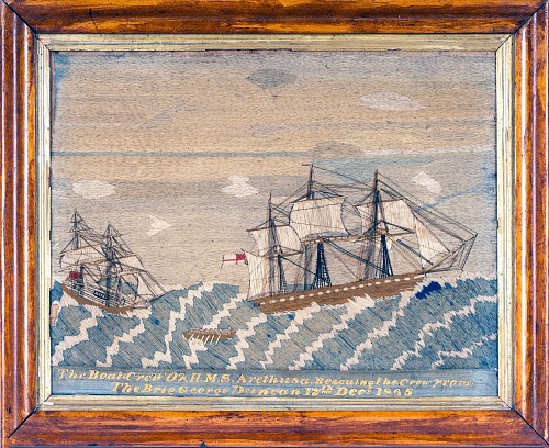 Sailor's Woolwork British Sailor's Woolwork with Sea Rescue, 1865-75 $10,000