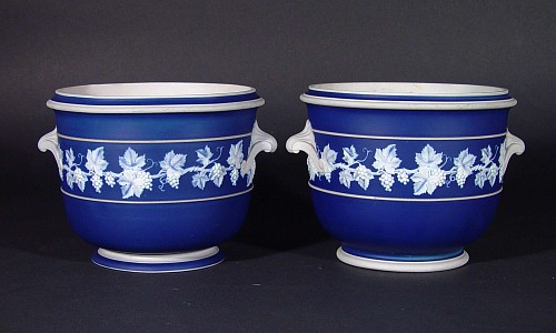 Wedgwood Pottery Wedgwood Blue Jasperware Cache Pots, Circa1870 SOLD •