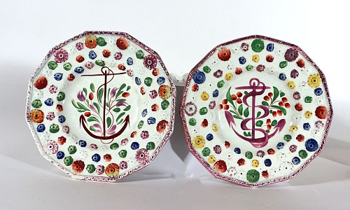 Inventory: Pearlware English Pearlware Pottery Child's Plates with Anchors, 1820 SOLD &bull;