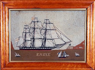 ~~ A New Item ~~ Sailor's Woolwork ~~ Woolie ~~ Ship ~~ Bruno Effect ~~, 1875 SOLD •