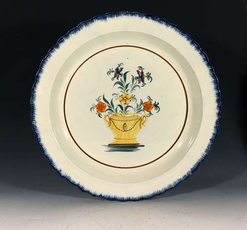 Inventory: Pearlware English Pearlware Prattware Pottery Large Botanical Dish, 1800-20 $2,500