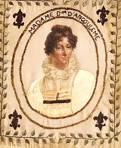 Silkwork French Royal Painted Silk Textile Portrait, Marie ThÃ©rÃ¨se of France, Eldest daughter of Louis XVI and Marie Antoinette, Mid-19th Century $2,500