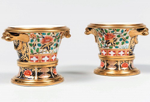 Inventory: Spode Factory Regency Period Spode Porcelain Japan pattern Cache Pots & Stands, Pattern #1250, 1800-10 SOLD &bull;