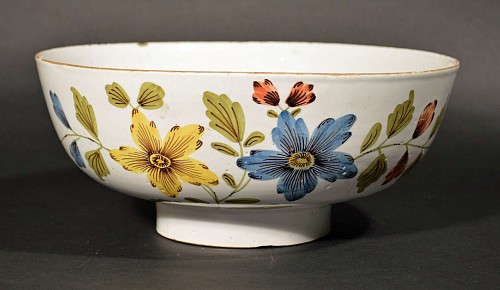 British Delftware Liverpool Delftware Fazackerly Bowl, 1765 SOLD •
