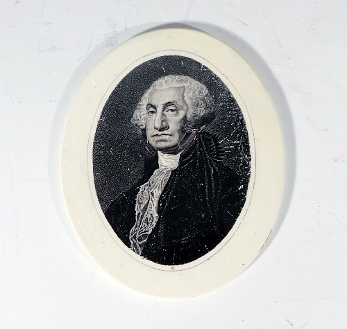 Creamware Pottery Liverpool Creamware Desk Plaque of George Washington, 1800 SOLD •