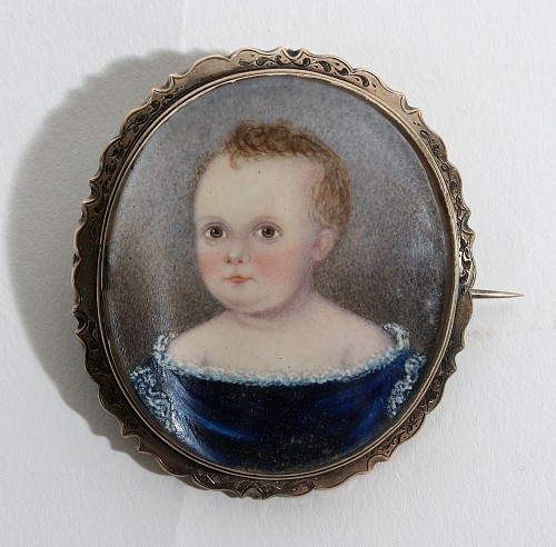 Portrait Miniature American Portrait Miniature of a Young Girl, 1840 $750