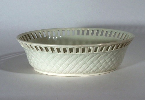 Creamware Pottery Wedgwood Basketweave Creamware Basket and Stand, 1820 $550