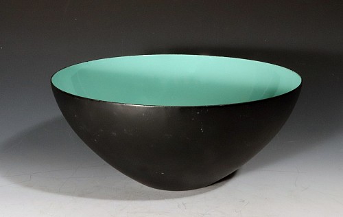 Mid-century Modern Modernist Krenit Black and Aqua Green Enamel Bowl by Herbert Krenchel for Torben Ã˜rskov & Co., 1950s-early 60s $500