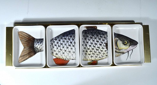 Piero Fornasetti Piero Fornasetti Ceramic Fish Appetizer Tray, Early 1960's. SOLD •