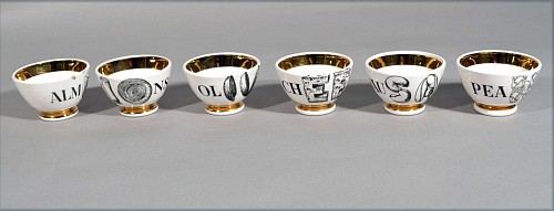Piero Fornasetti Piero Fornasetti Set of Six Bar Snack Bowls or Appertizer Bowls, 1960s. SOLD •