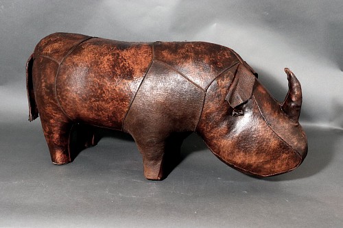 Inventory: Dmitri Omersa Mid-century Modern Dmitri Omersa Leather Rhino Footstool or Ottoman, 1960s-70s $4,250