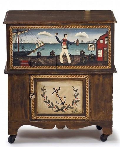 Ralph Cahoon American Ralph Cahoon Painted Chest, 1950's. SOLD •